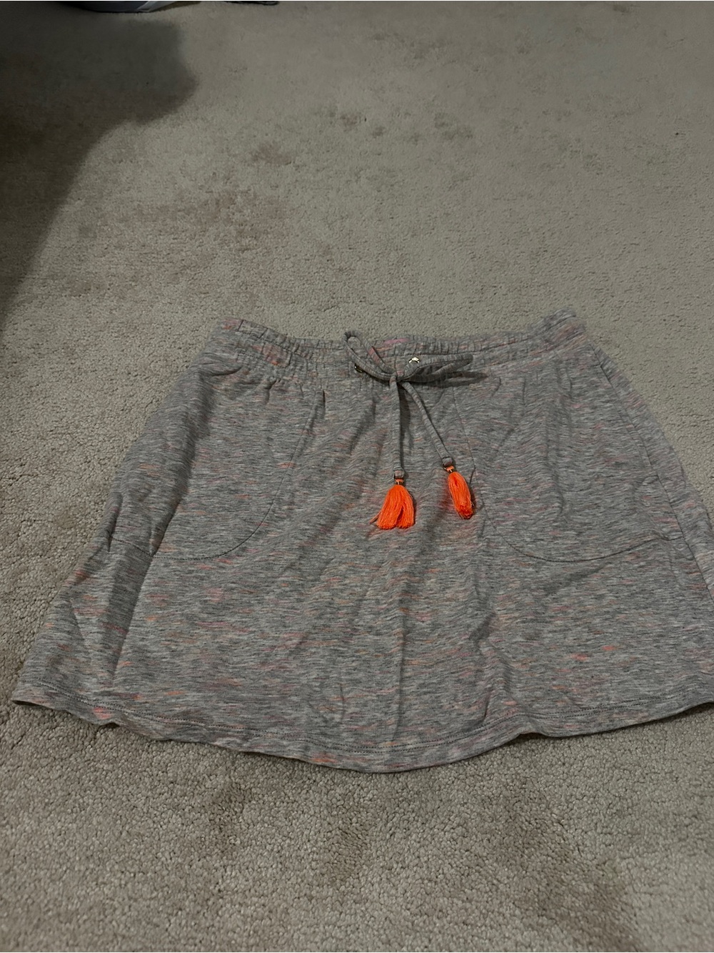 Lilly Pulitzer Gray Knit Skater Skirt with Orange Tassels